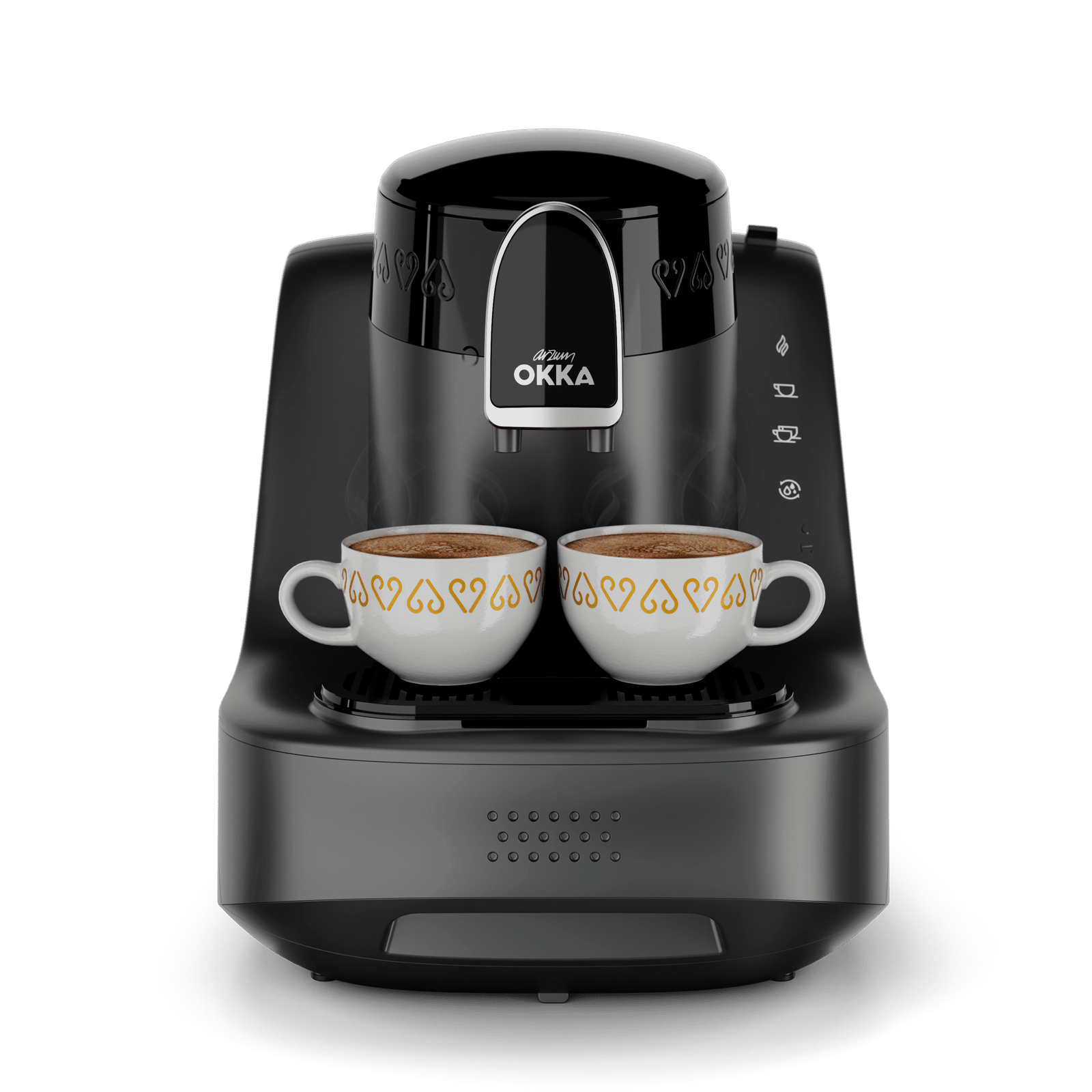 FRONT-MATTE-BLACK-CUPS-scaled-1.png Arzum OKKA ELIT Automatic Turkish Coffee Machine - Grey - Image 1