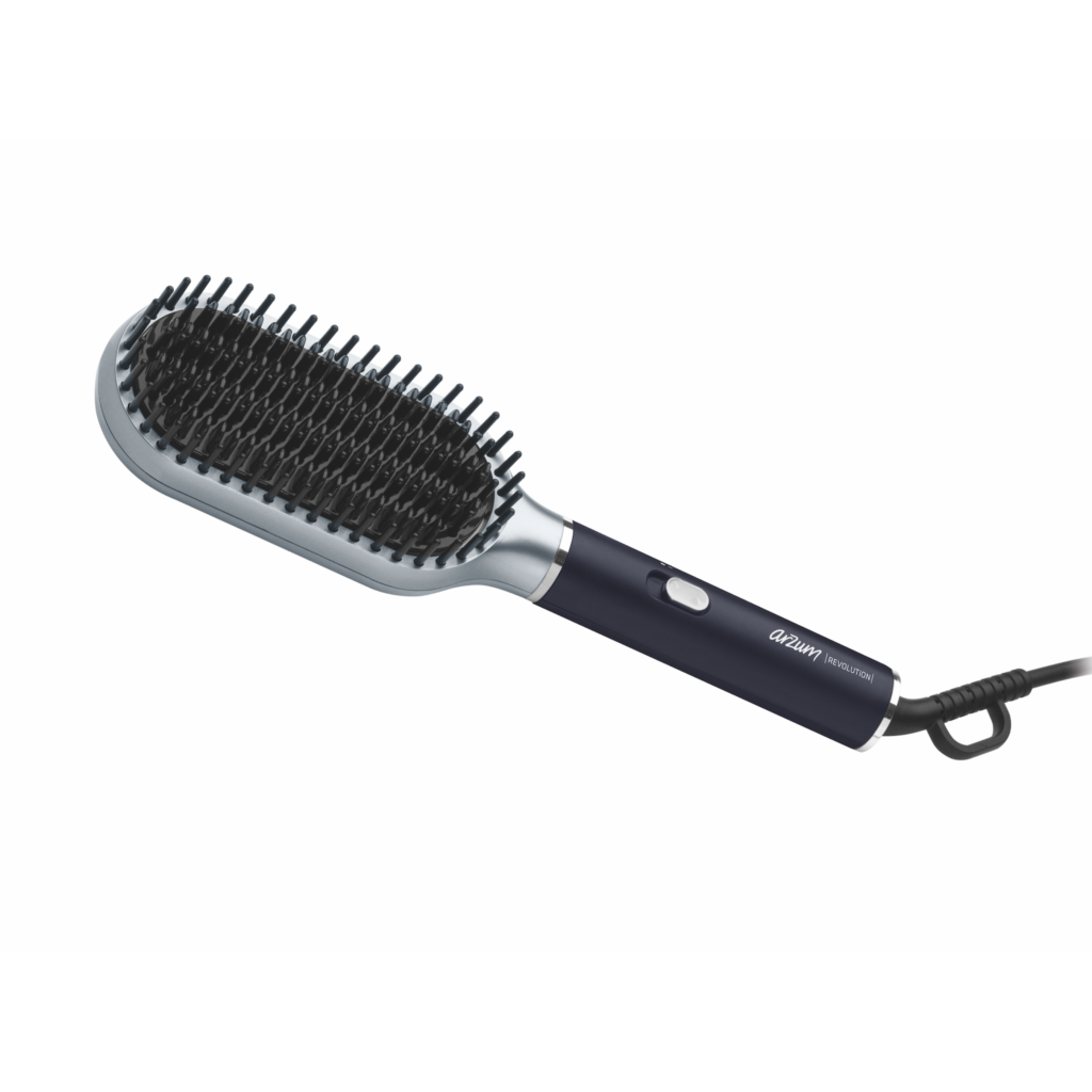 Arzum Revolution Hair Straightener Brush Ceramic Plate Platinum Gray